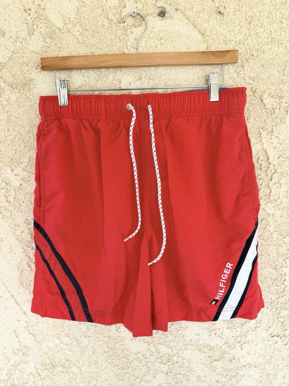 Tommy Hilfiger Vintage Nautical Men's Swim Trunks - Size M - Red/White/Blue